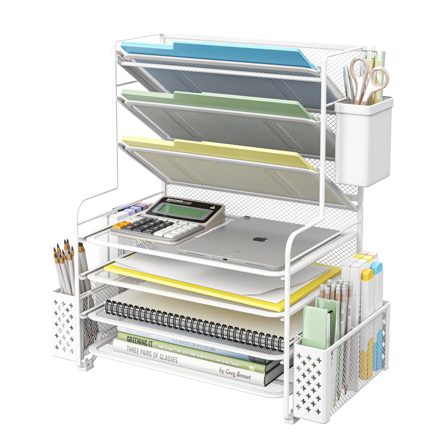 7 Tier Desk File Organizer with Paper Tray & Pen Holder