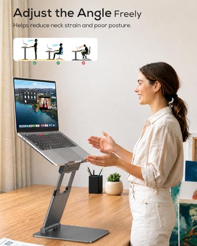 Adjustable Laptop Stand with Ergonomic Height Riser Design