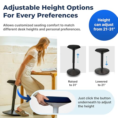 Adjustable Ergonomic Wobble Stool with Swivel Seat & Rocking Motion