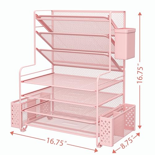 7 Tier Desk File Organizer with Paper Tray & Pen Holder
