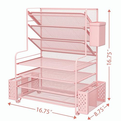 7 Tier Desk File Organizer with Paper Tray & Pen Holder
