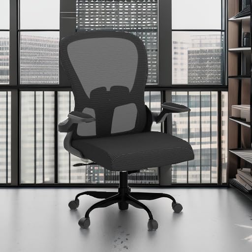 Ergonomic Mesh Office Chair with Lumbar Support & Flip-up Arms
