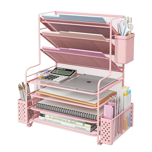 7 Tier Desk File Organizer with Paper Tray & Pen Holder