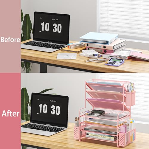 7 Tier Desk File Organizer with Paper Tray & Pen Holder