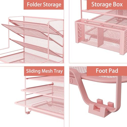 7 Tier Desk File Organizer with Paper Tray & Pen Holder