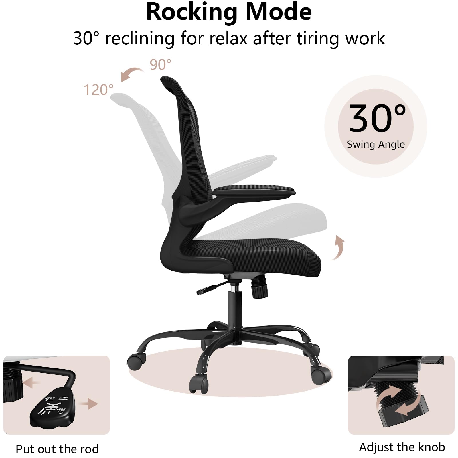 Ergonomic Mesh Office Chair with Lumbar Support & Flip-up Arms