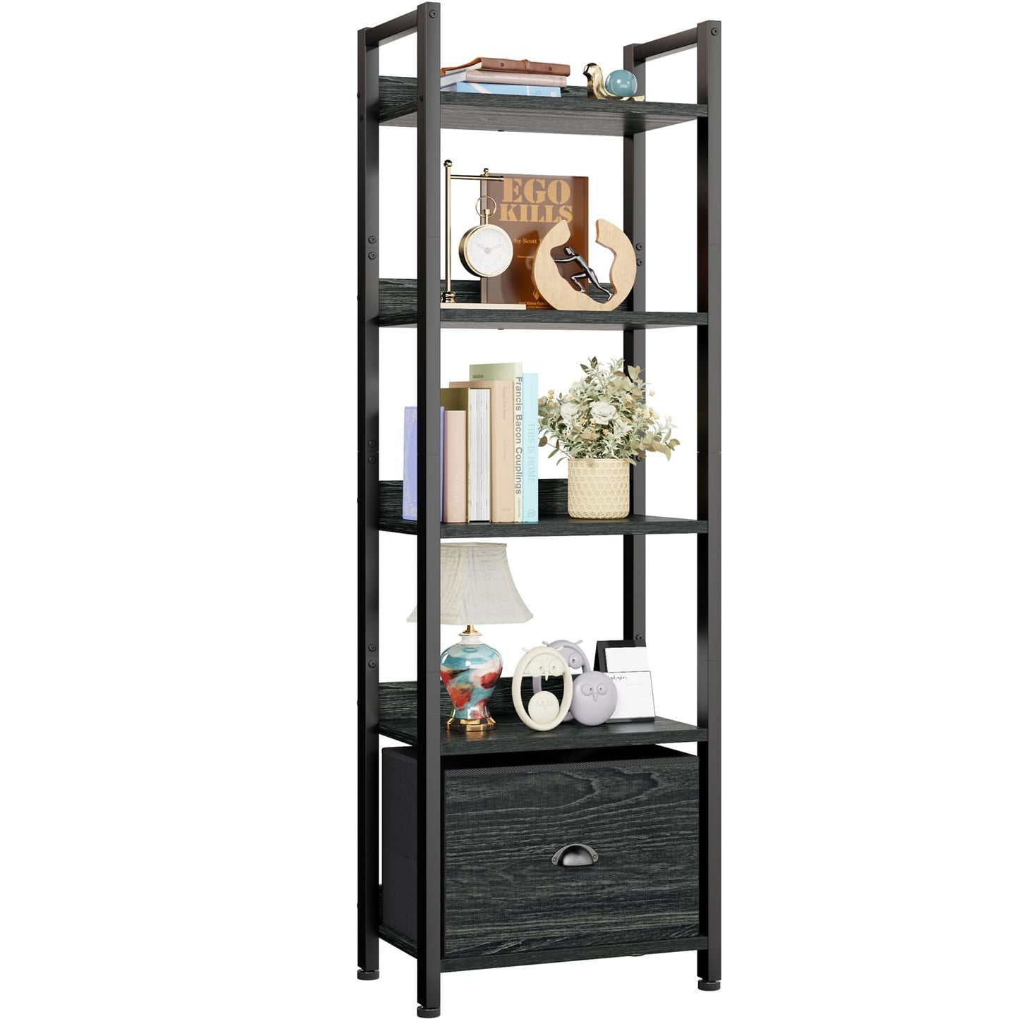 Furologee Tall Bookshelf with Drawers