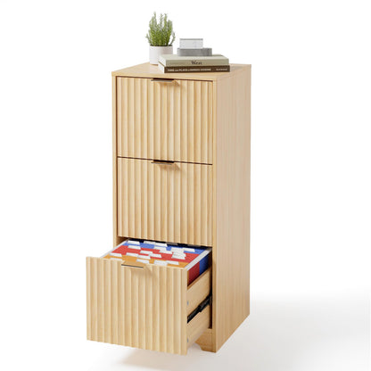 Modern Fluted File Cabinet with Lateral Storage Design