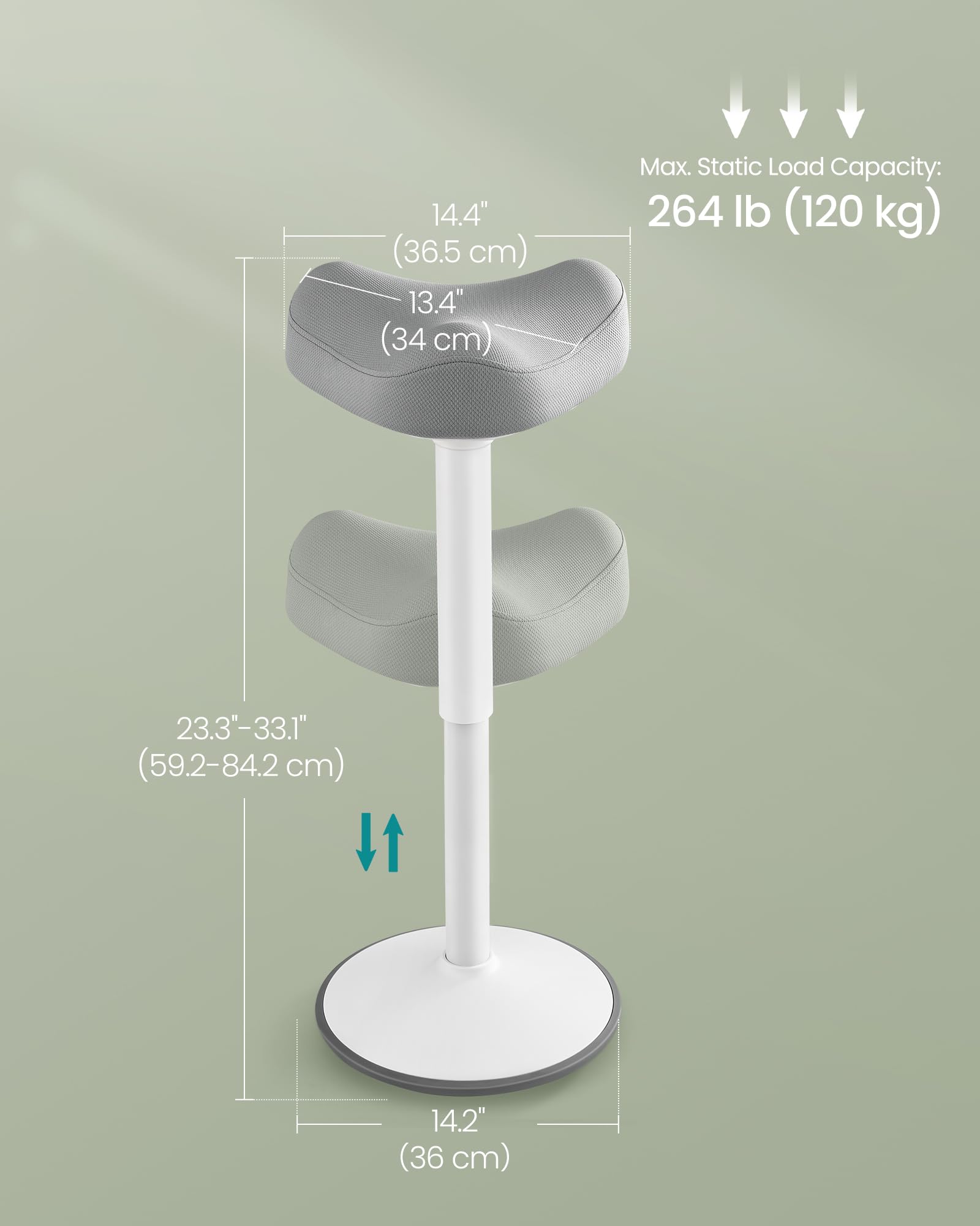 Adjustable Ergonomic Wobble Stool for Active Sitting & Standing Desks