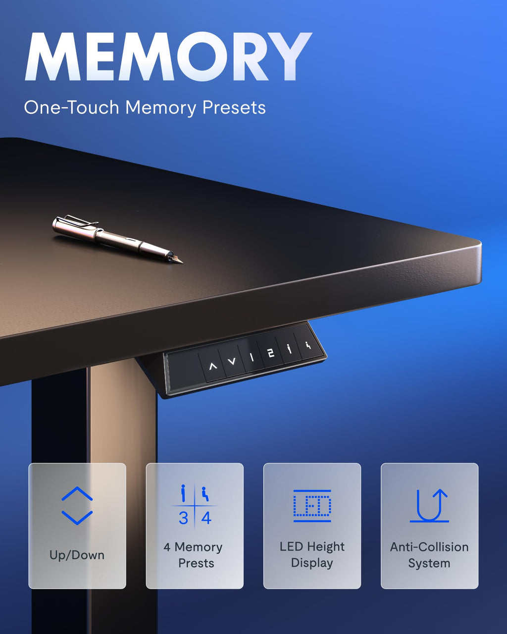 Electric Standing Desk with Memory Presets & Adjustable Height