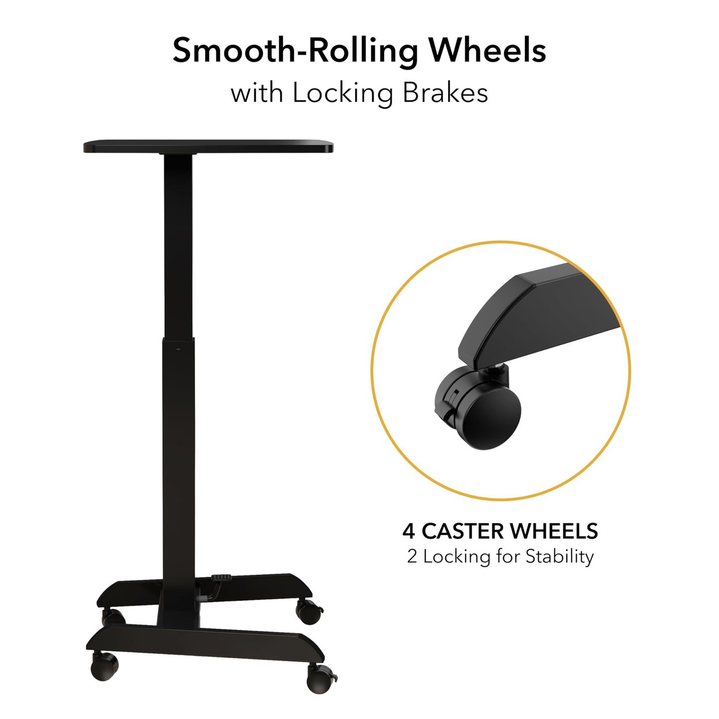 Mount-It! Adjustable Rolling Laptop Desk, Mobile Standing Desk with Wheels