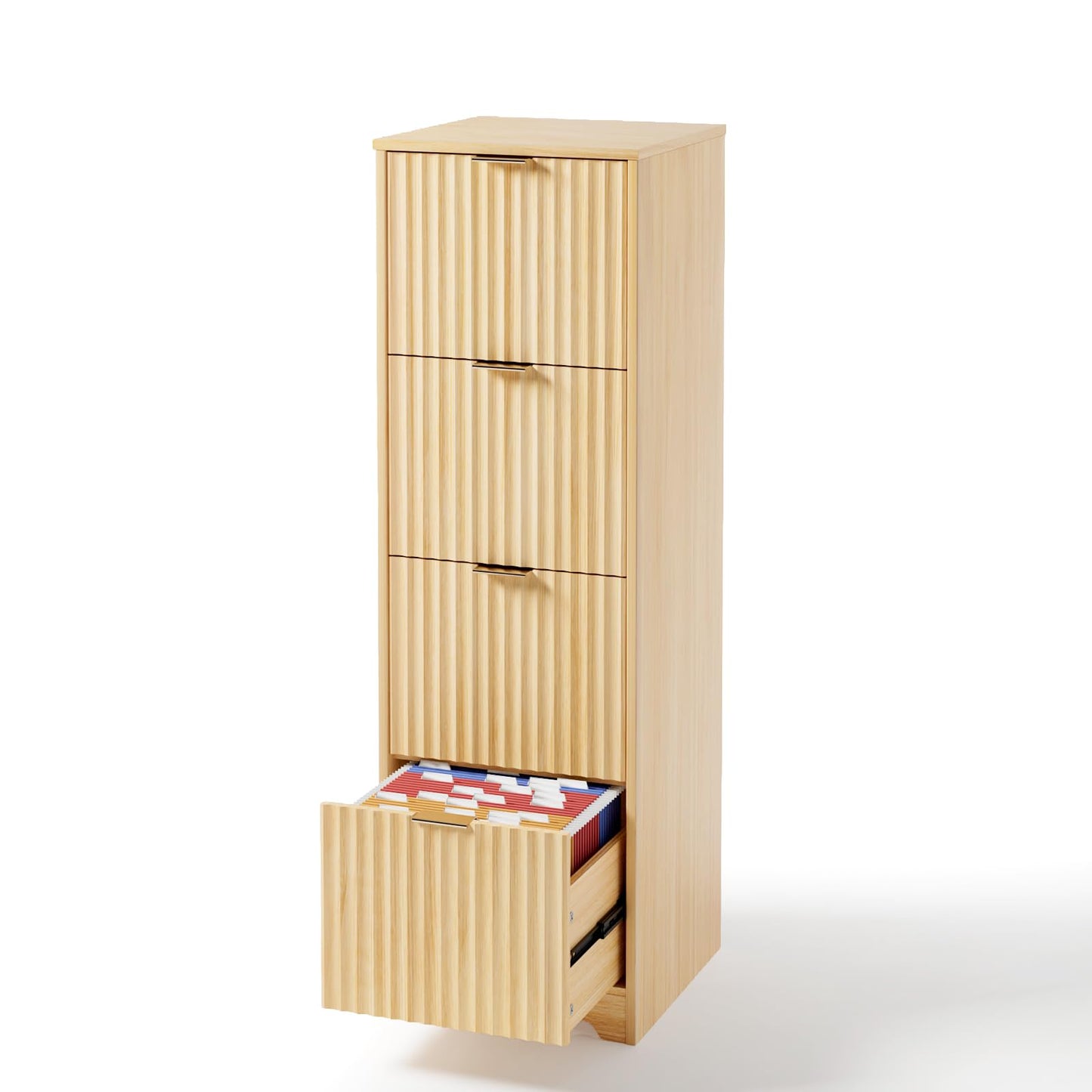 Modern Fluted File Cabinet with Lateral Storage Design