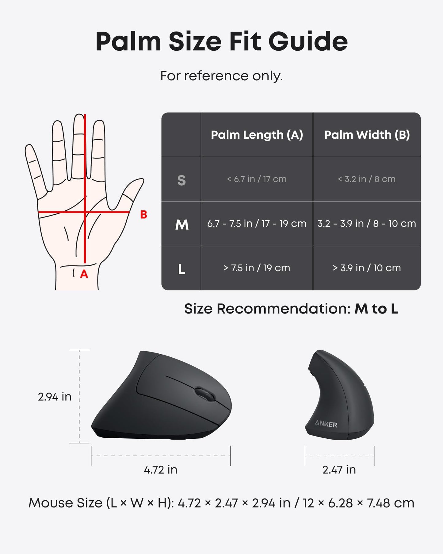 Anker 2.4G Wireless Ergonomic Mouse, Right Hand Vertical Mouse USB Receiver