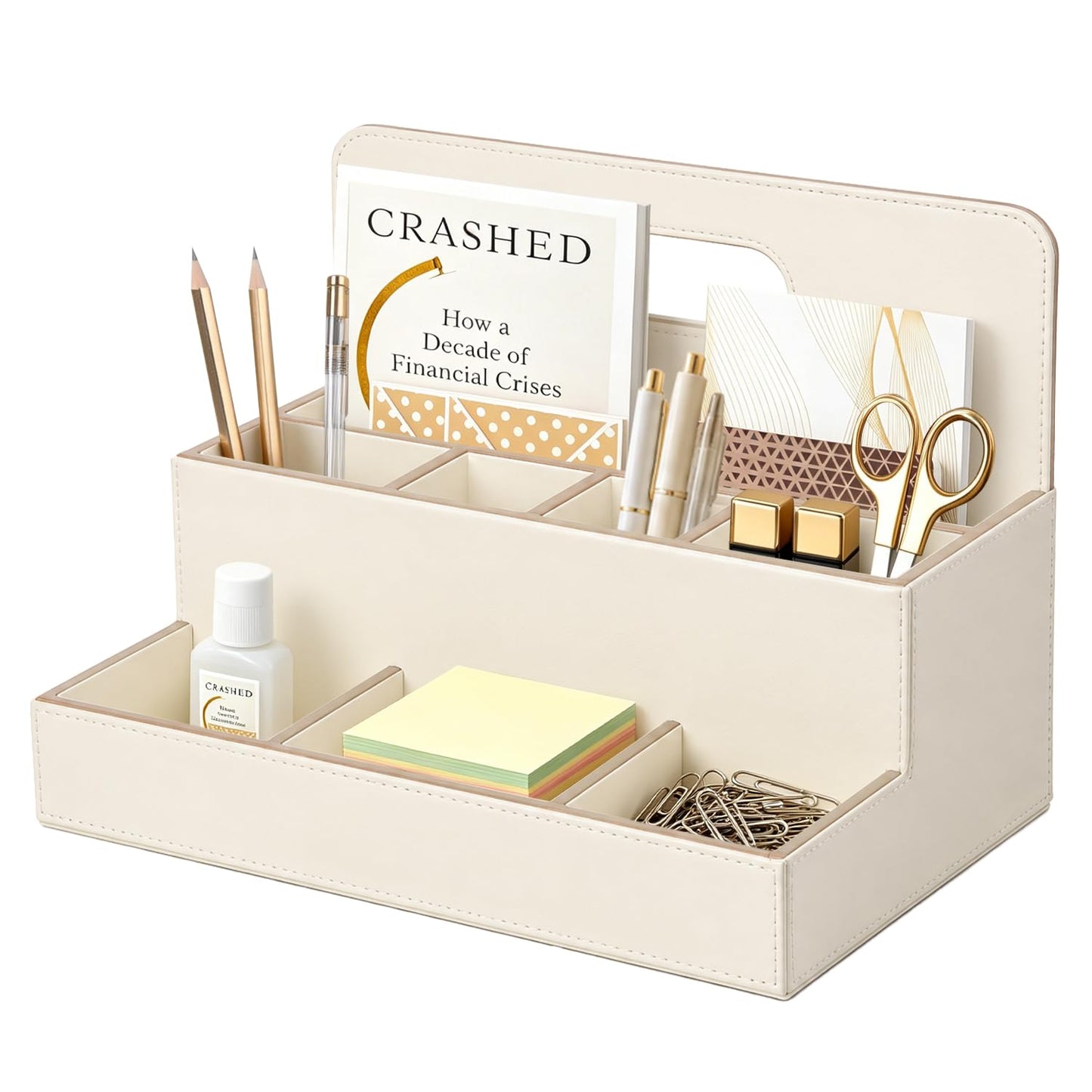 Mesh Desk Organizer with Wooden Storage Design for Office Supplies