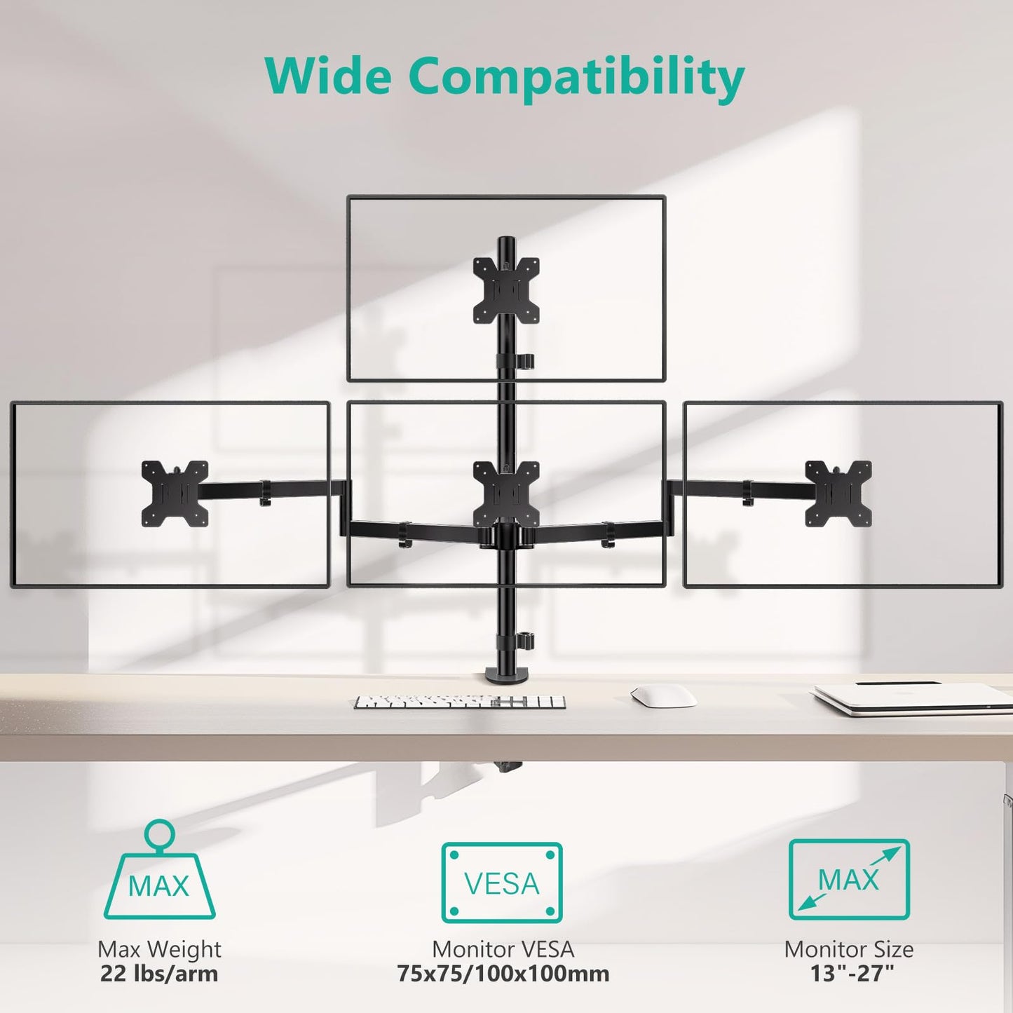WALI Adjustable Monitor Arms C-Clamp and Free-Standing