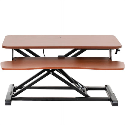 Height Adjustable Desk Converter with Dual Monitor Workstation