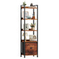 DUMOS 5 Tier Bookshelf with Fabric Drawer, Display Standing Shelf, Black