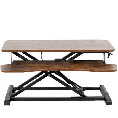 Height Adjustable Desk Converter with Dual Monitor Workstation