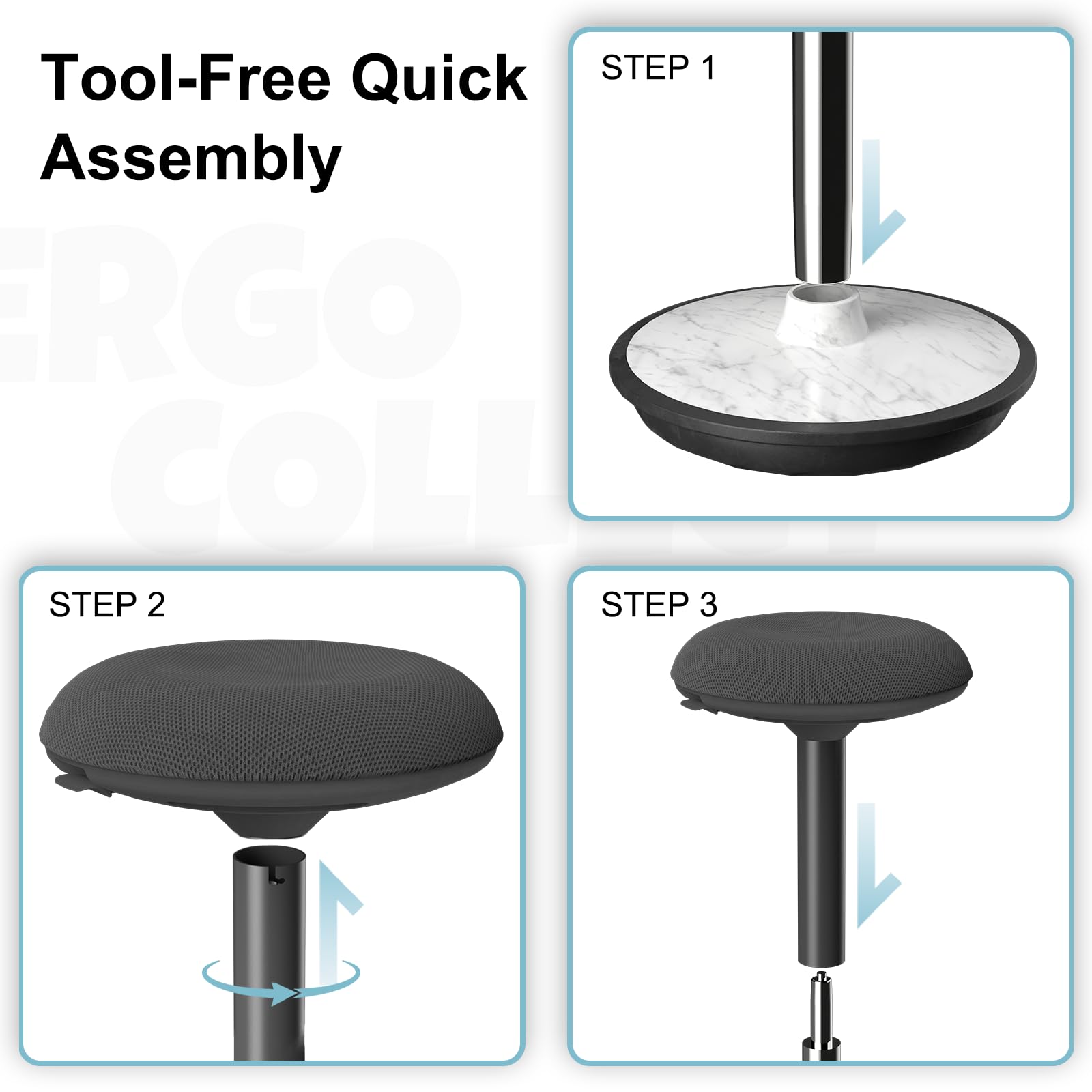 Adjustable Wobble Stool with 360° Motion & Ergonomic Base