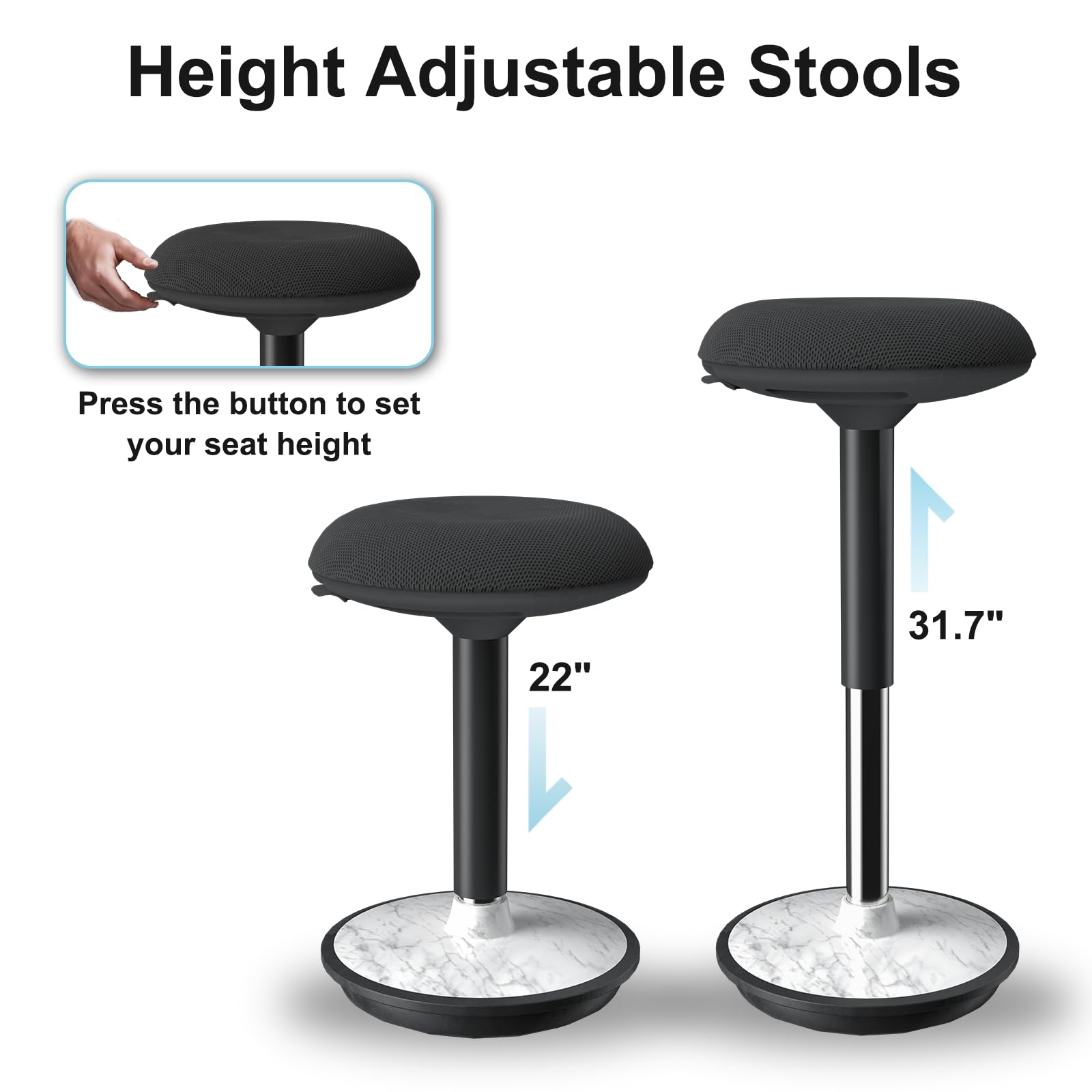 Adjustable Wobble Stool with 360° Motion & Ergonomic Base