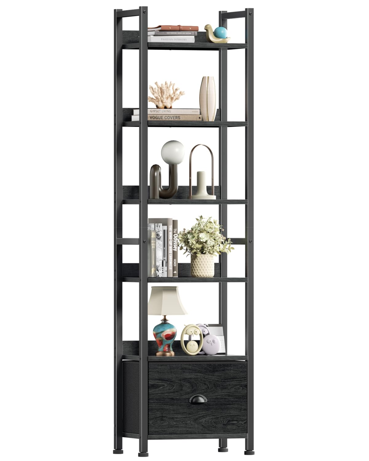 Furologee Tall Bookshelf with Drawers