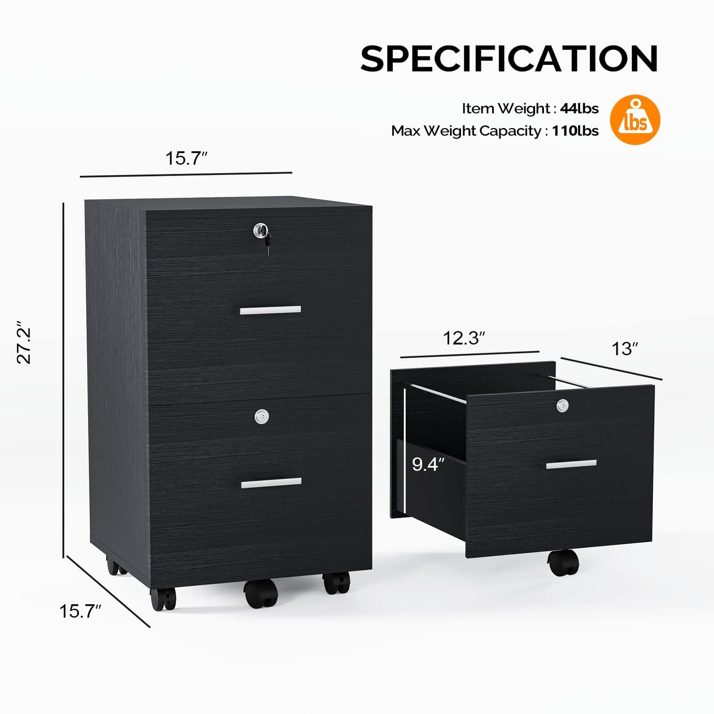 VINGLI Wood File Cabinet for Home Office