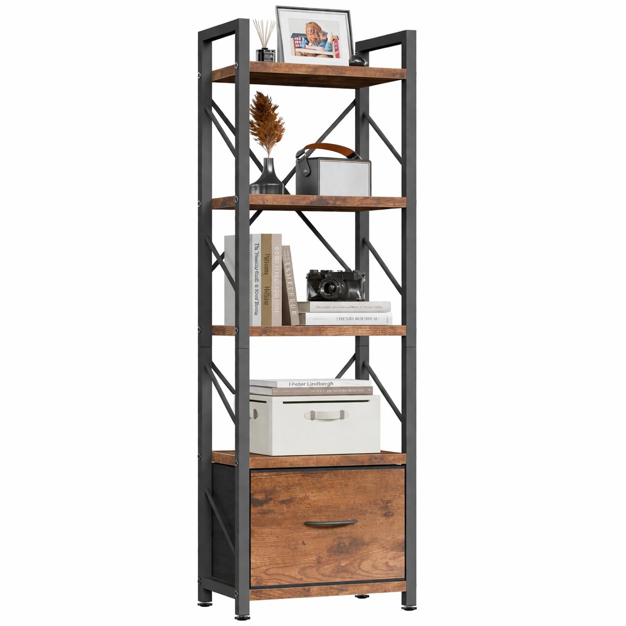 Shintenchi 5 Tier Bookshelf with Drawers