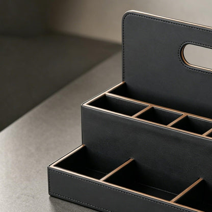 Mesh Desk Organizer with Wooden Storage Design for Office Supplies