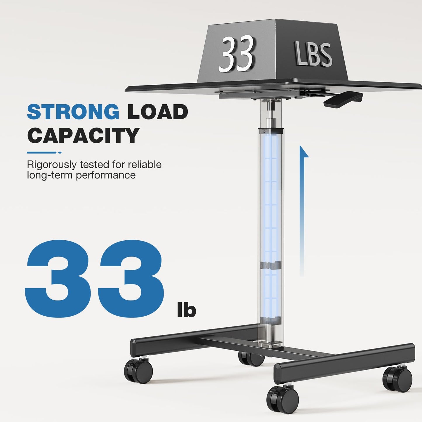DUMOS Mobile Rolling Desk with Wheels Adjustable Height