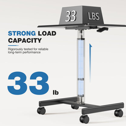 DUMOS Mobile Rolling Desk with Wheels Adjustable Height