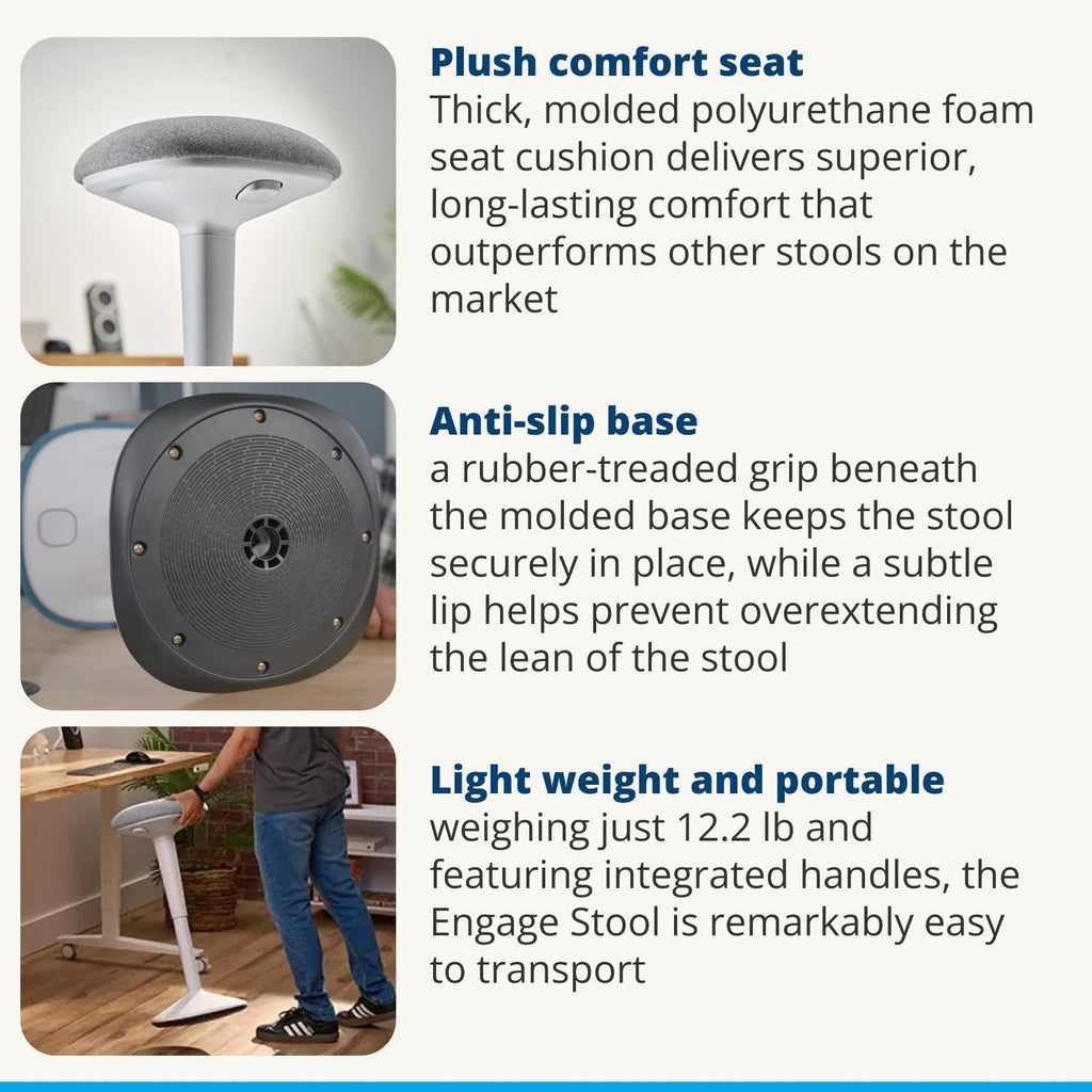 Active Ergonomic Stool with Adjustable Height & 360° Motion