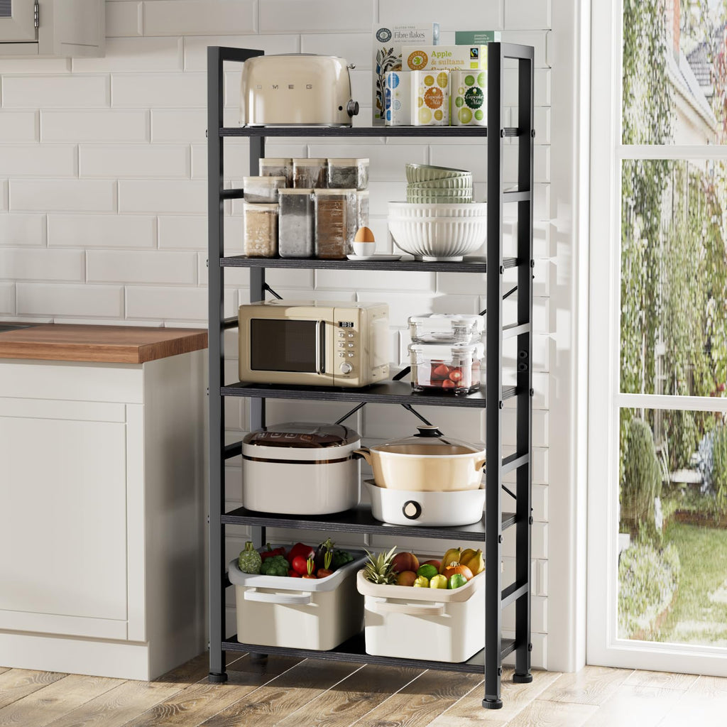 5 Tier Industrial Bookshelf for Home Office Storage Organization