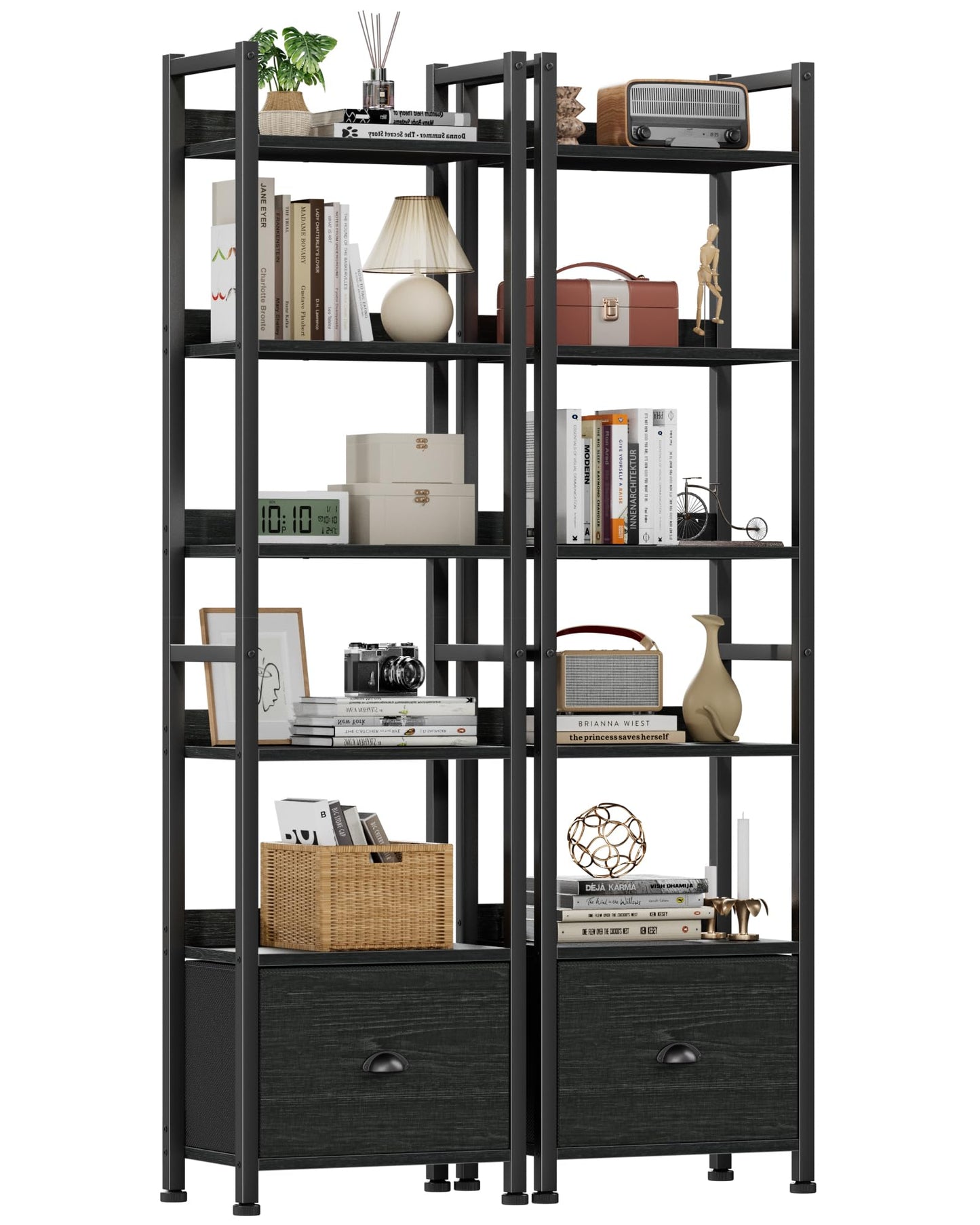 Furologee Tall Bookshelf with Drawers