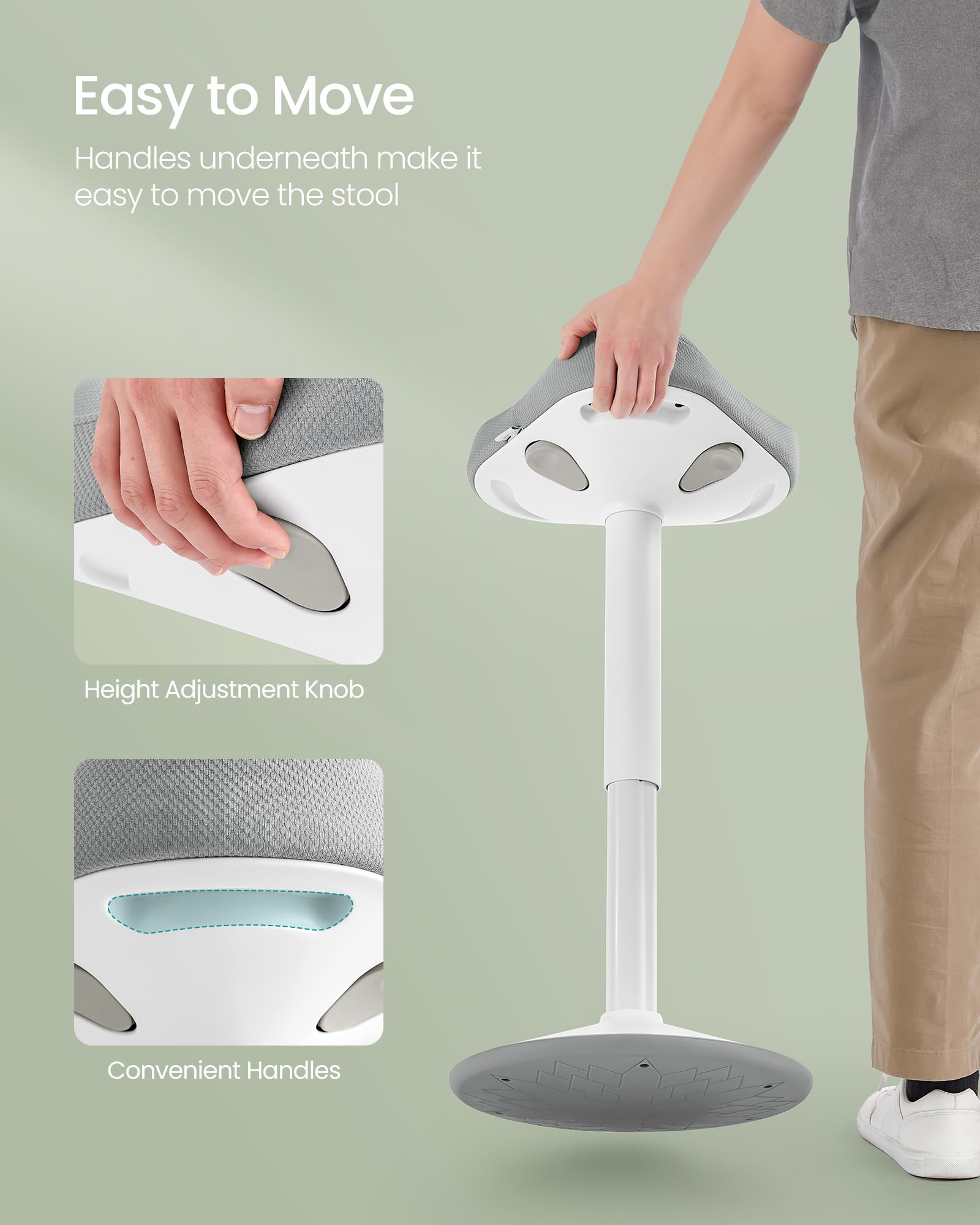 Adjustable Ergonomic Wobble Stool for Active Sitting & Standing Desks