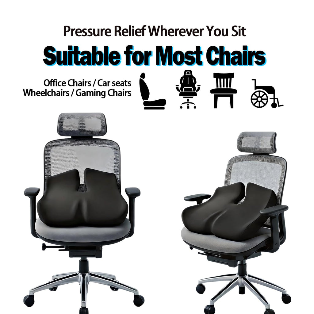 Coccyx Seat Cushion with Pressure Relief Support for Office Chairs