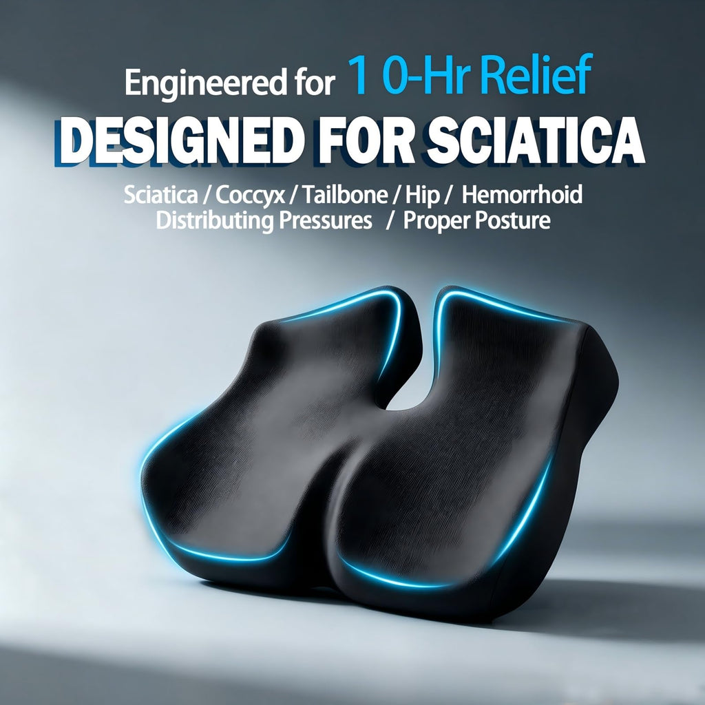 Coccyx Seat Cushion with Pressure Relief Support for Office Chairs