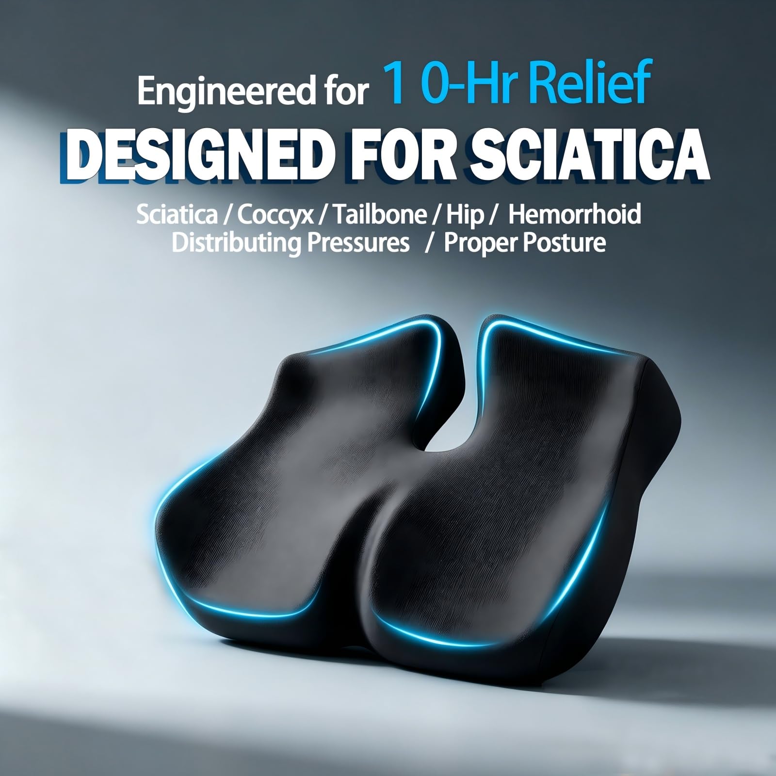 Coccyx Seat Cushion with Pressure Relief Support for Office Chairs