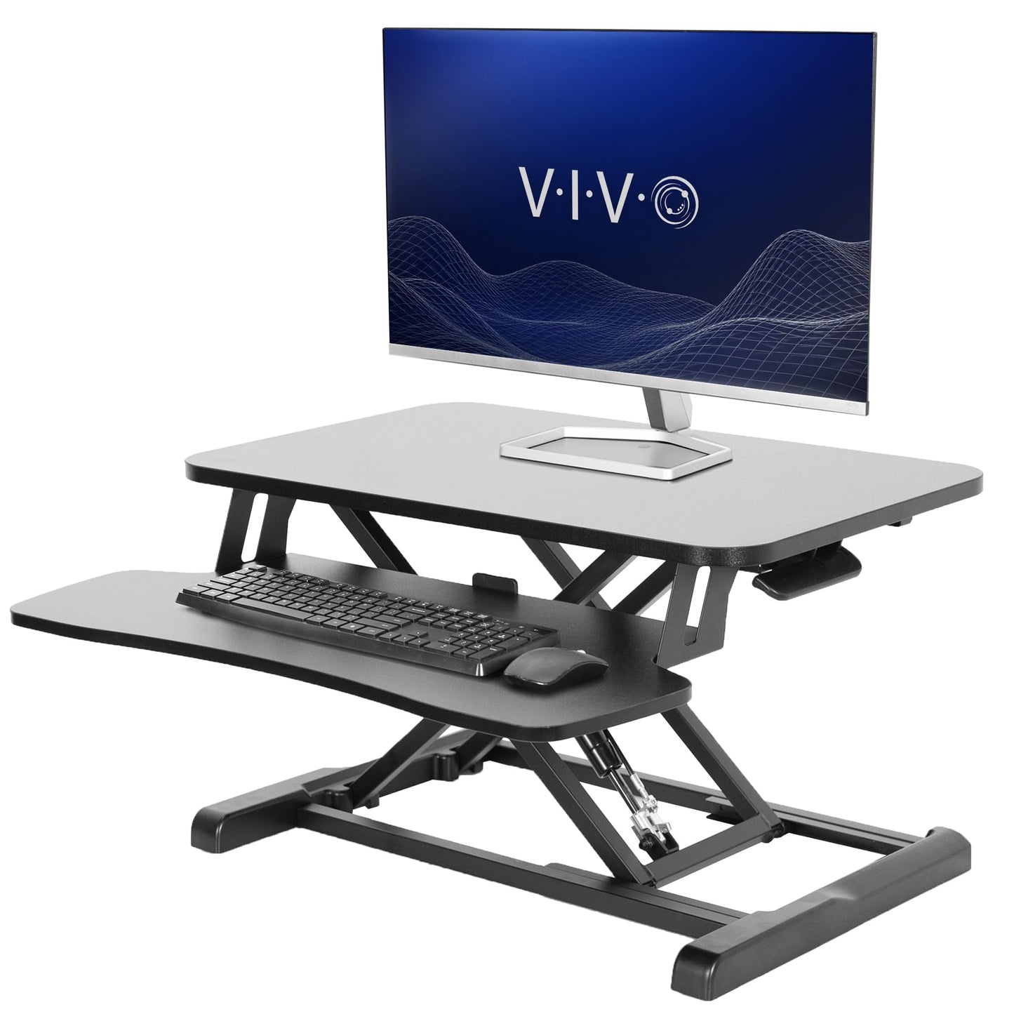 Height Adjustable Desk Converter with Dual Monitor Workstation