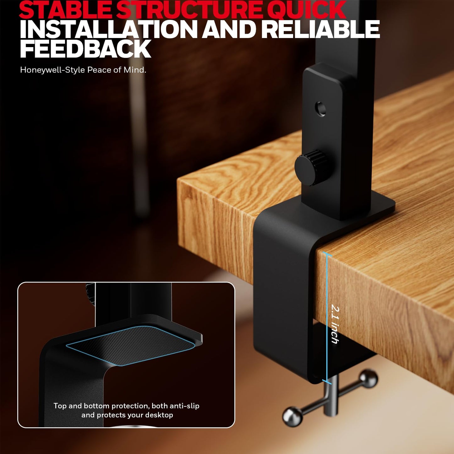 Wide LED Desk Lamp with Clamp Mount & Adjustable Lighting
