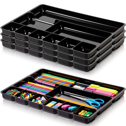 Desk Drawer Organizer Tray with 9 Storage Compartments for Office Supplies