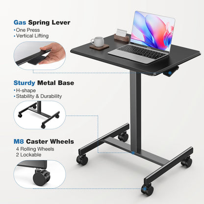 DUMOS Mobile Rolling Desk with Wheels Adjustable Height
