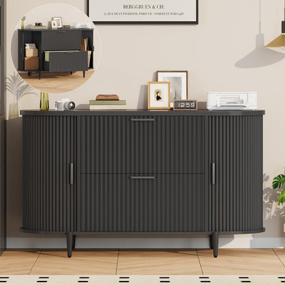 Modern 2 Drawer File Cabinet with Printer Stand & Storage