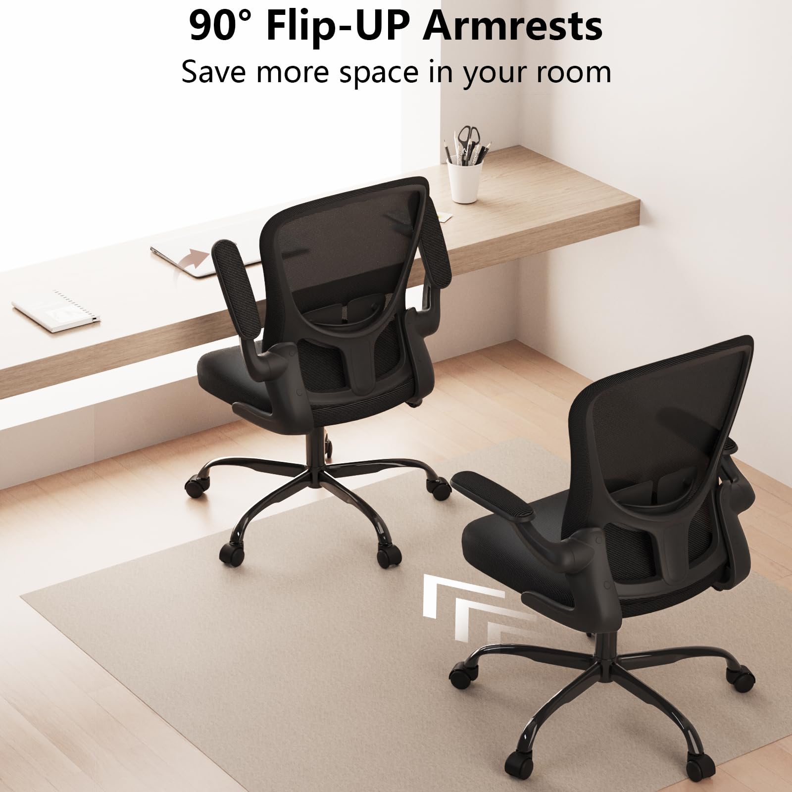 Ergonomic Mesh Office Chair with Lumbar Support & Flip-up Arms