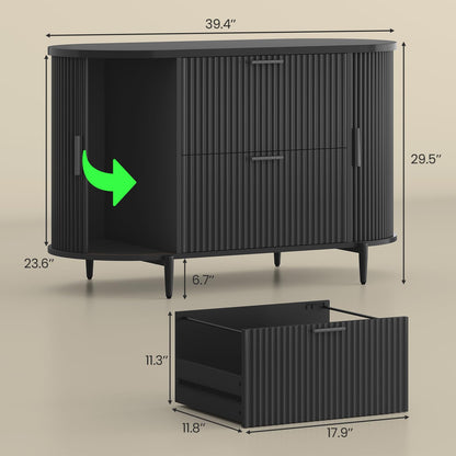Modern 2 Drawer File Cabinet with Printer Stand & Storage