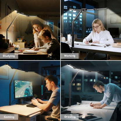 Wide LED Desk Lamp with Clamp Mount & Adjustable Lighting