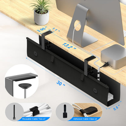Under Desk Cable Management Tray with No-Drill Wire Organizer