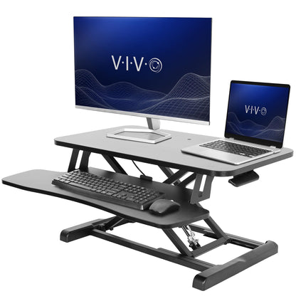 Height Adjustable Desk Converter with Dual Monitor Workstation