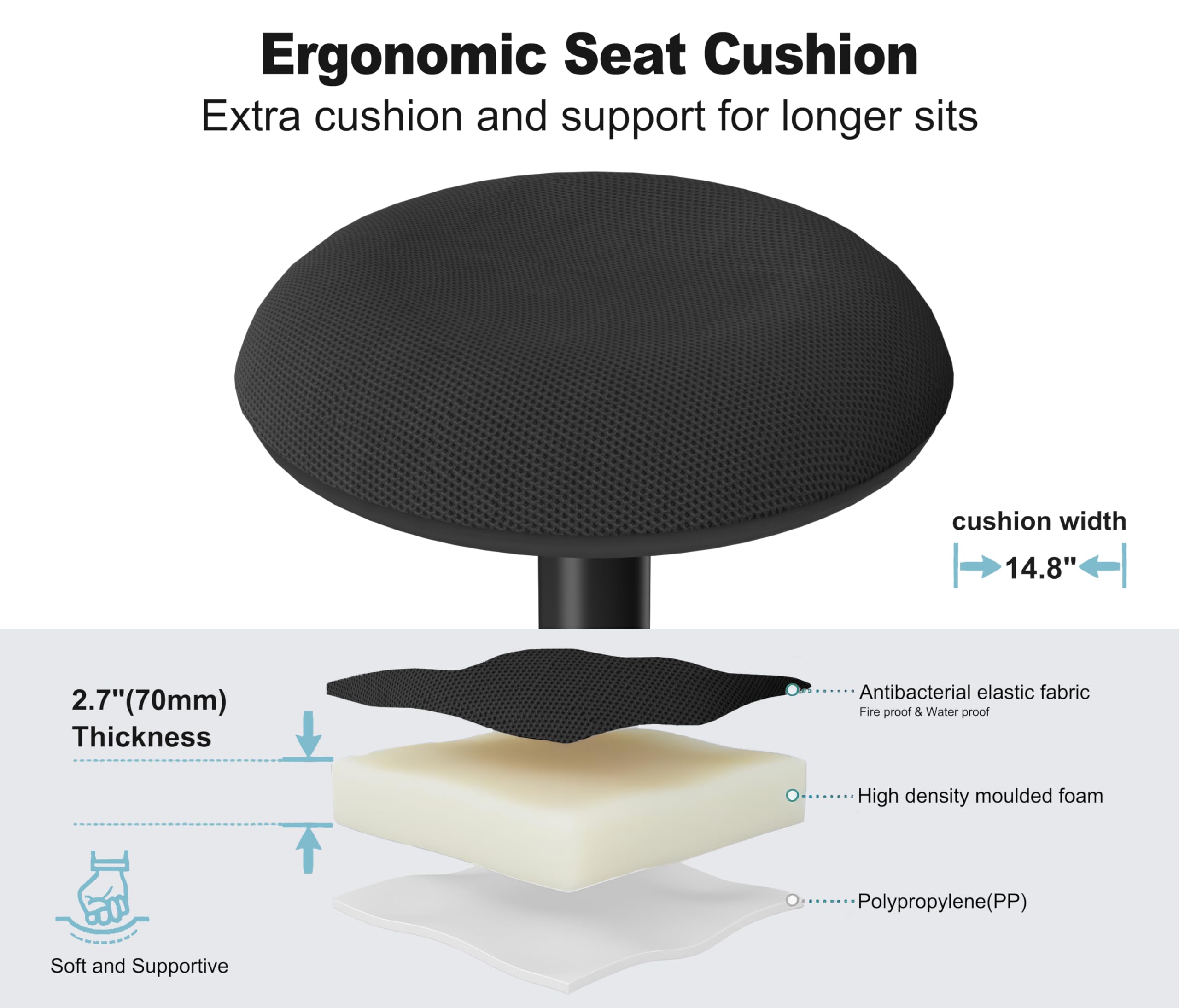 Adjustable Wobble Stool with 360° Motion & Ergonomic Base