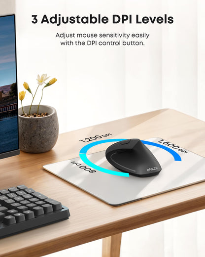 Anker 2.4G Wireless Ergonomic Mouse, Right Hand Vertical Mouse USB Receiver
