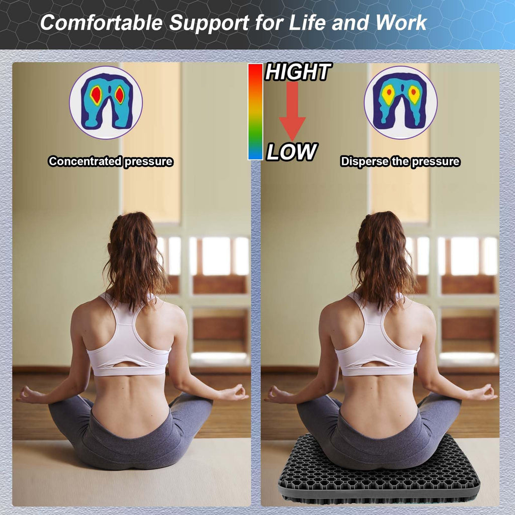 Large Gel Seat Cushion with Tailbone Support for Long Sitting